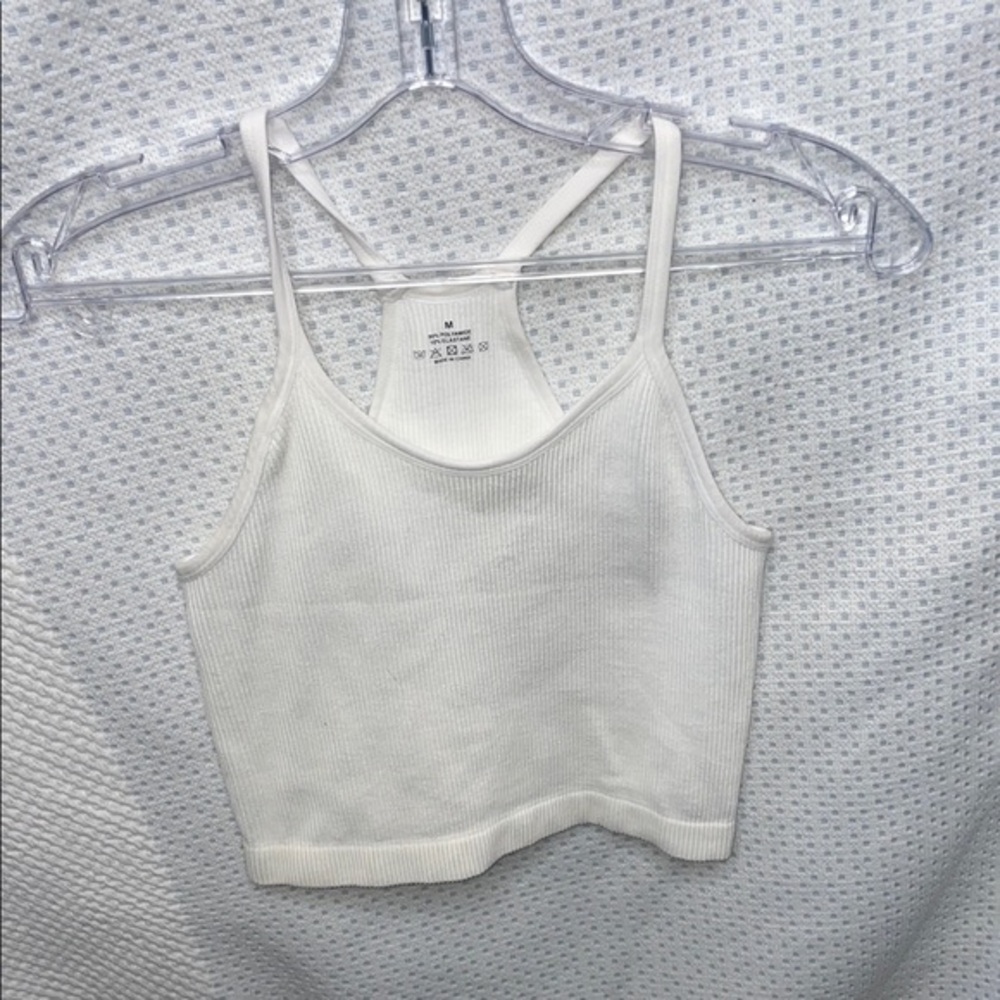 White Ribbed Crop Top